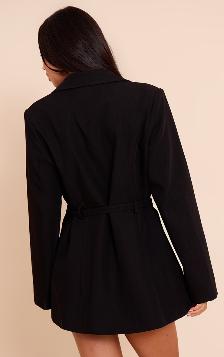 Robe blazer de tailleur tissée noire image 2