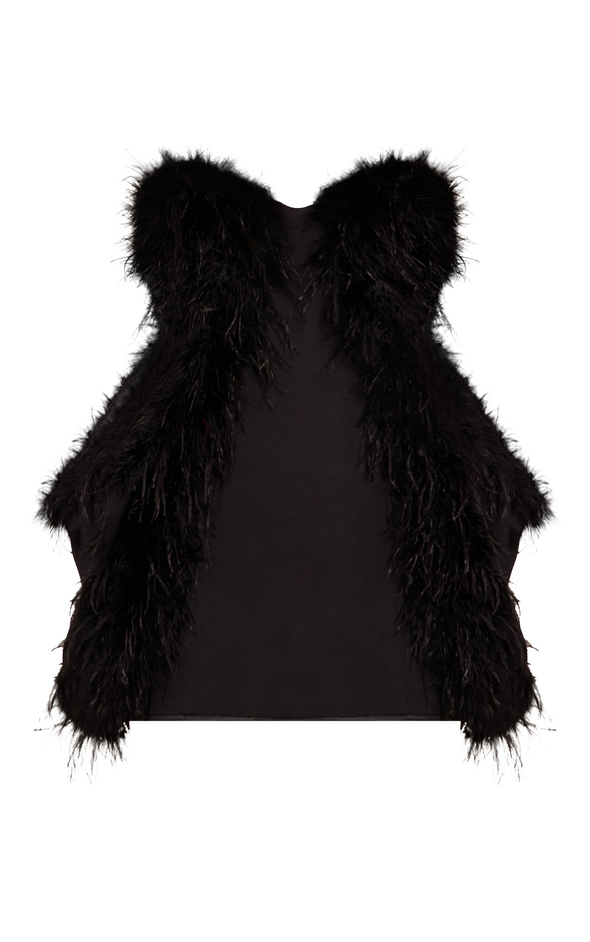 Robe bustier moulante deluxe noire à plumes et hanches structurées image 5