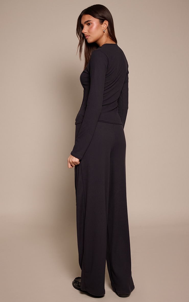 Black Seam Detail Wide Leg Pants image 3