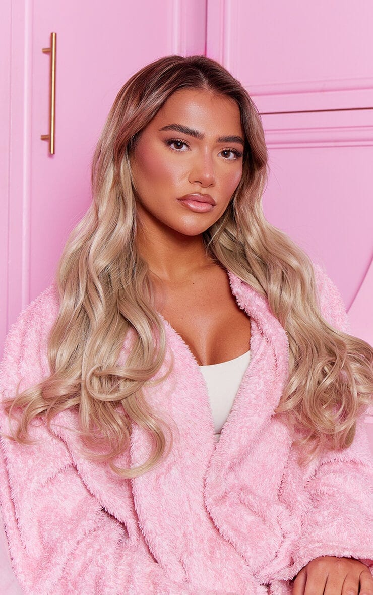 Lullabellz 22" 5 Piece Super Thick Rooted Wavy Blow Dry Clip In Hair Extensions California Blonde image 3