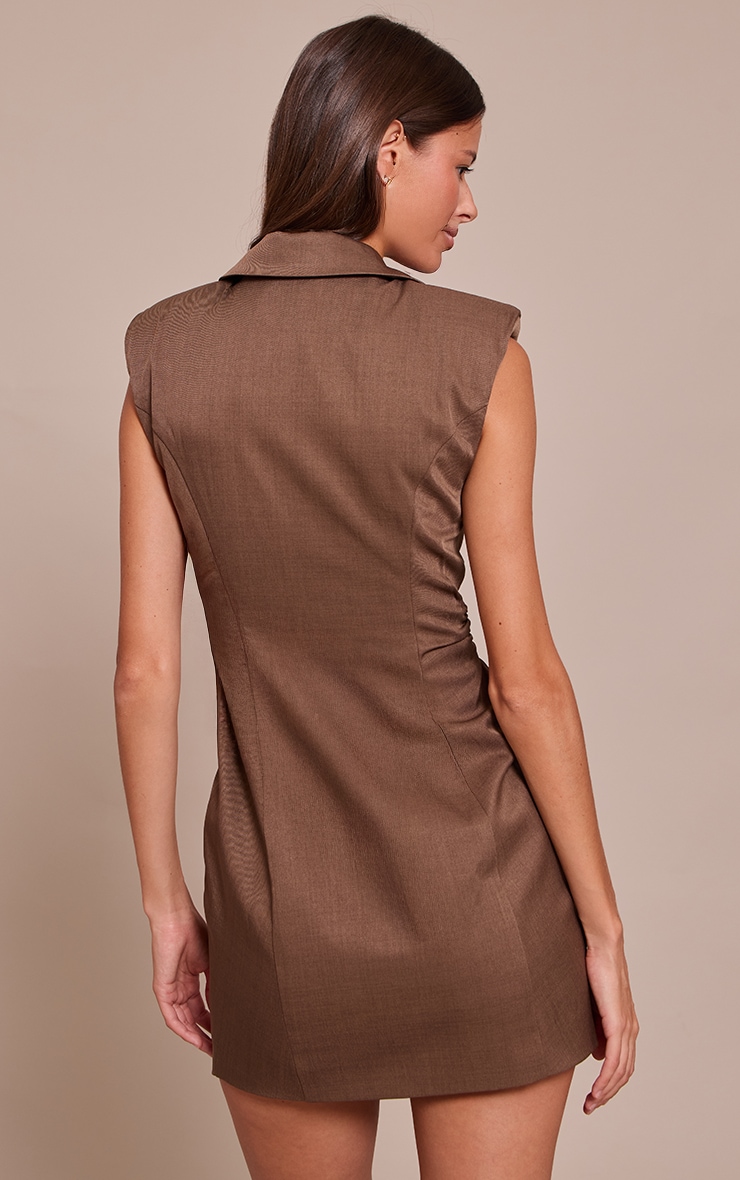 Chocolate Woven Structured Sleeveless Bodycon Dress image 2