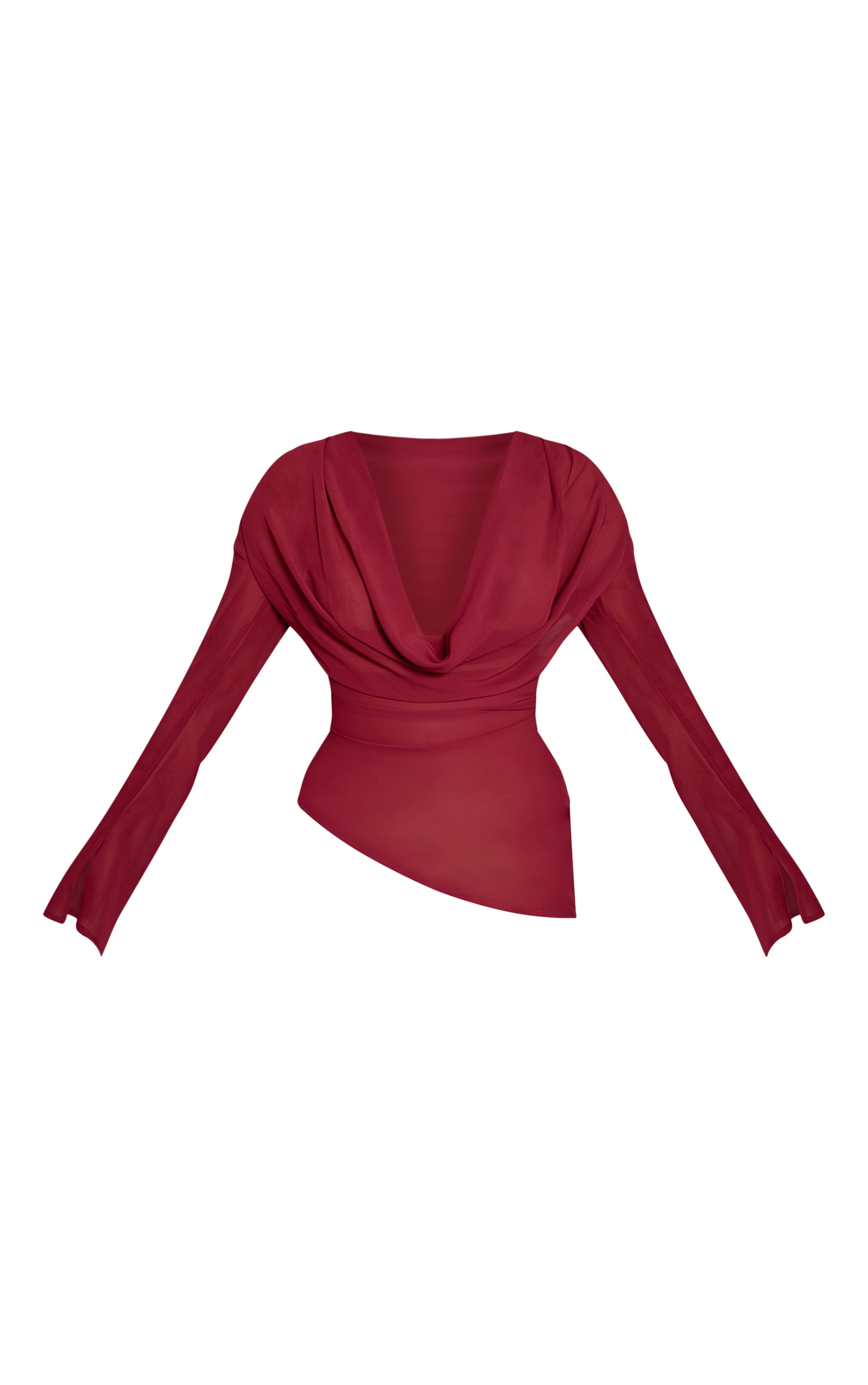 Wine Chiffon Cowl Plunge Blouse image 5
