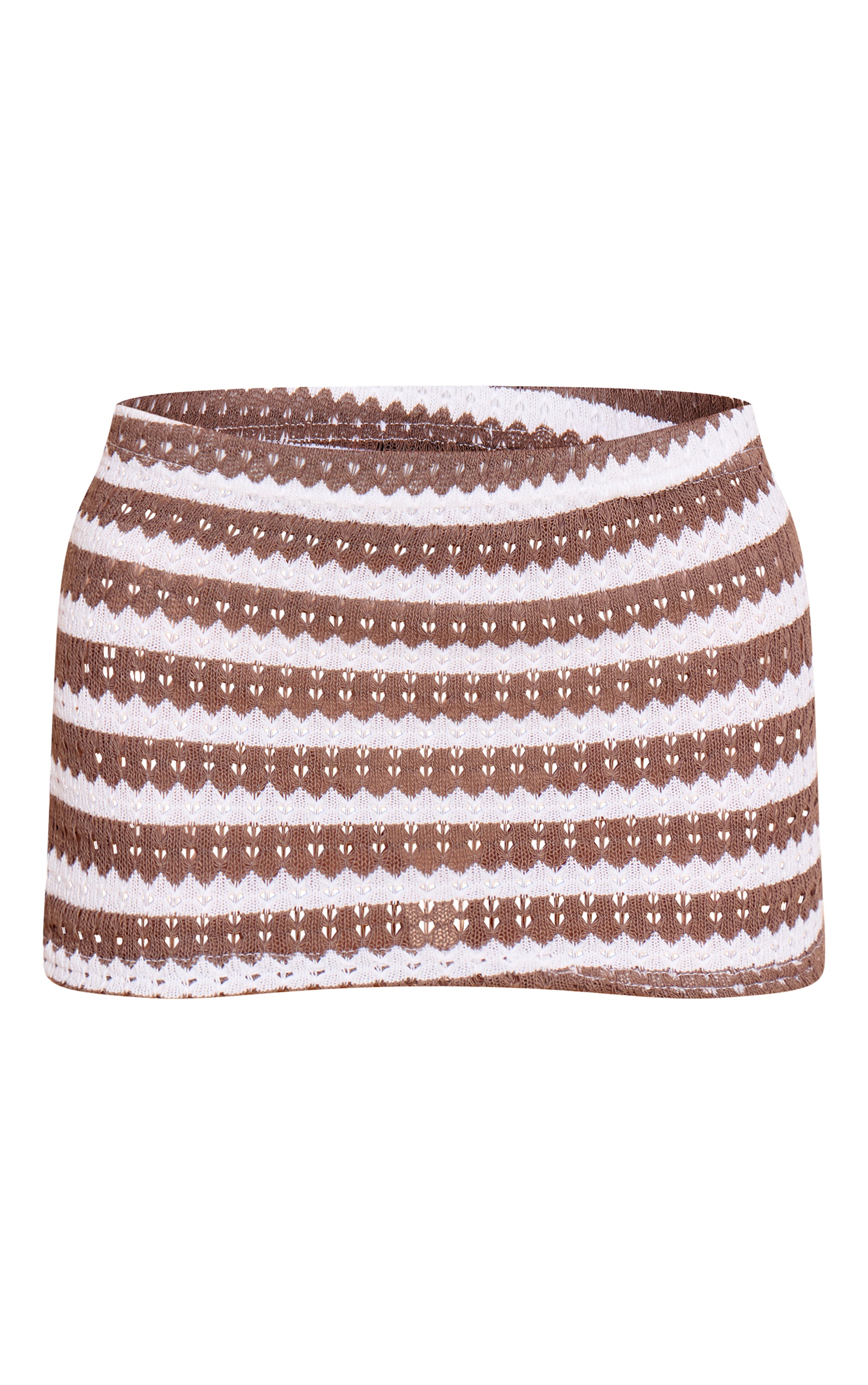 Mocha Striped Textured Jersey Mini Skirt image 6