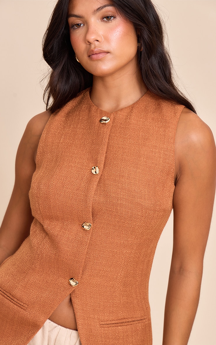 Gilet rouille sans manches à boutons image 4