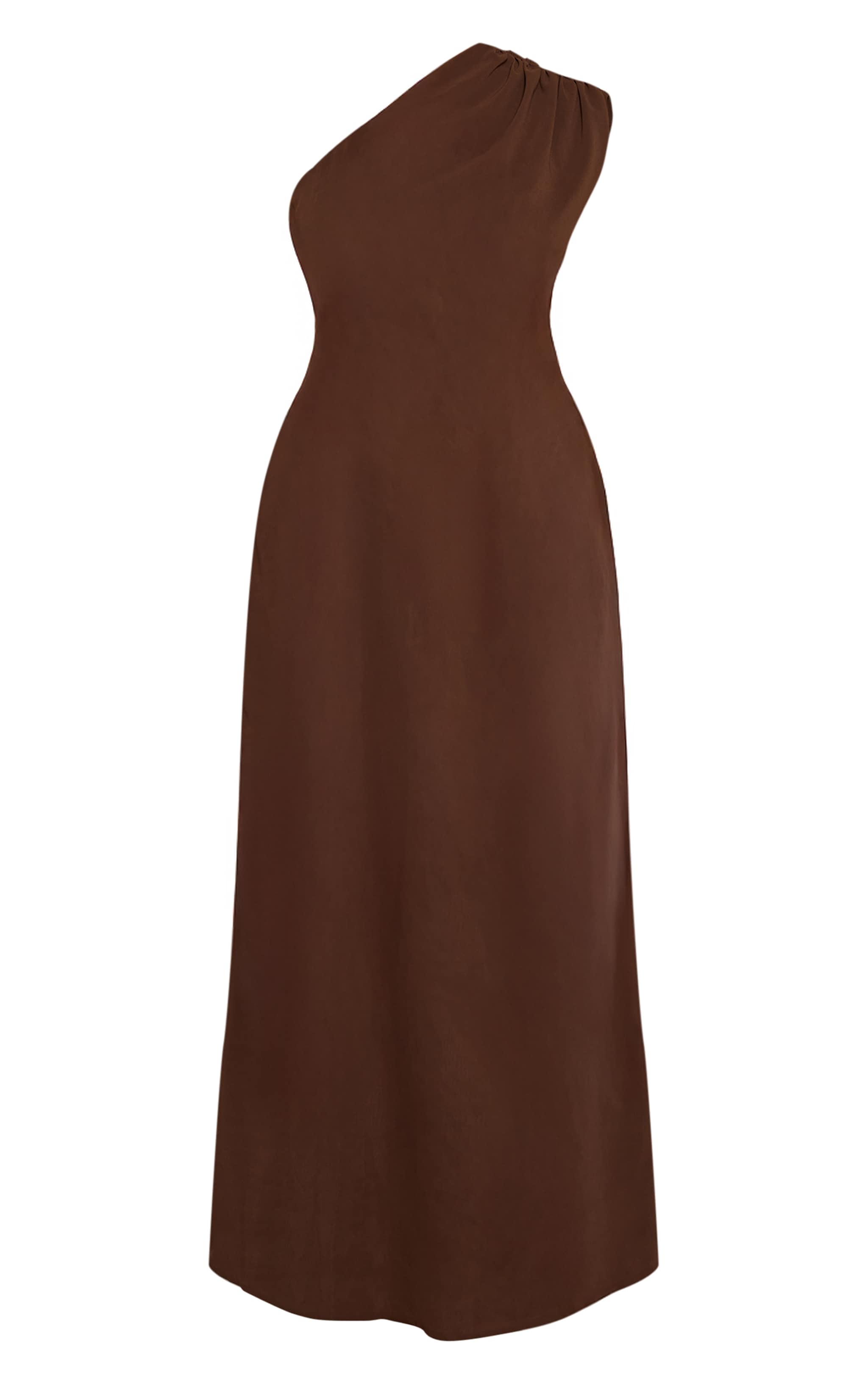 Plus Chocolate Drape One Shoulder Maxi Dress image 5