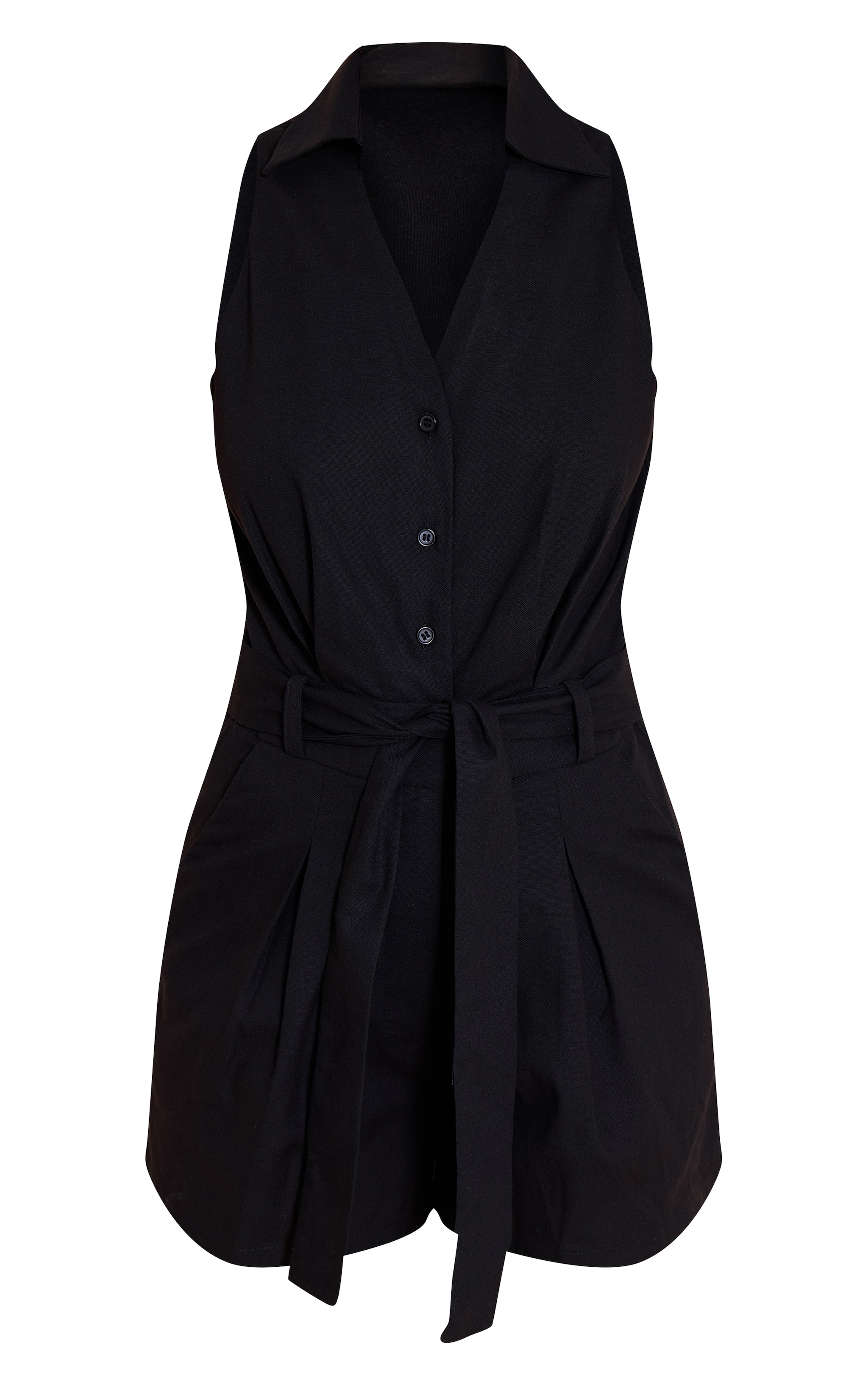 Black Woven Utility Belt Detail Sleeveless Romper image 5
