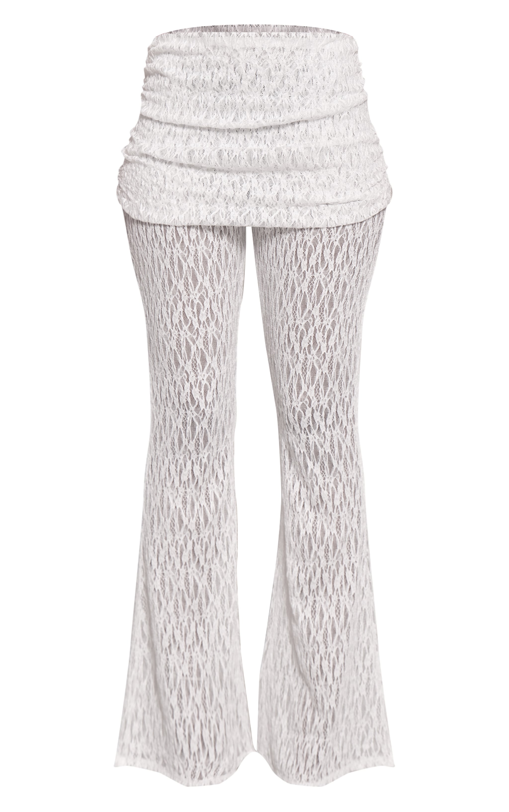 White Lace Foldover Straight Leg Pant image 5