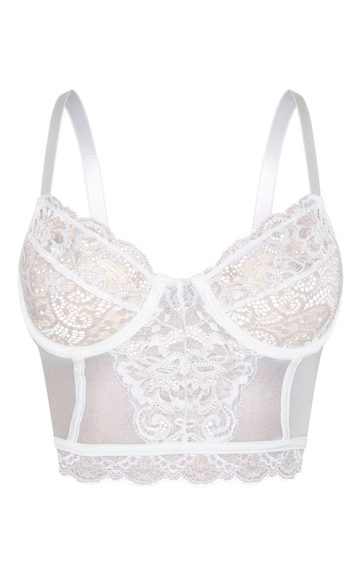 White Lace Underwired Longline Bra PrettyLittleThing IE