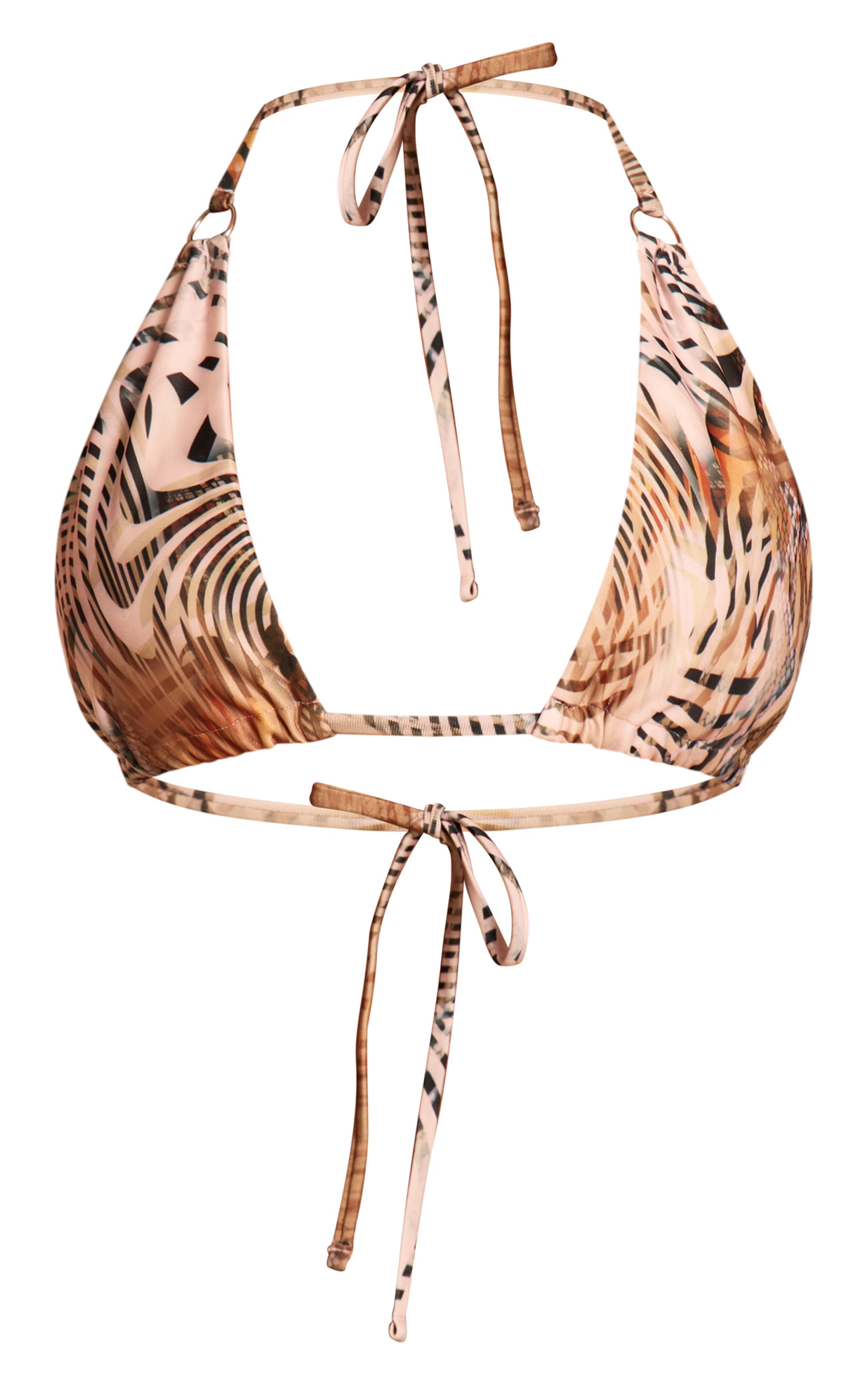 Multi Animal Print Mini O Ring High Apex Triangle Bikini Top image 5