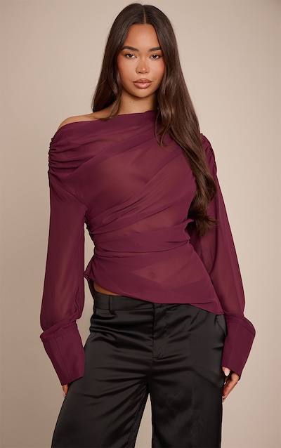 Plum Chiffon Drape Top