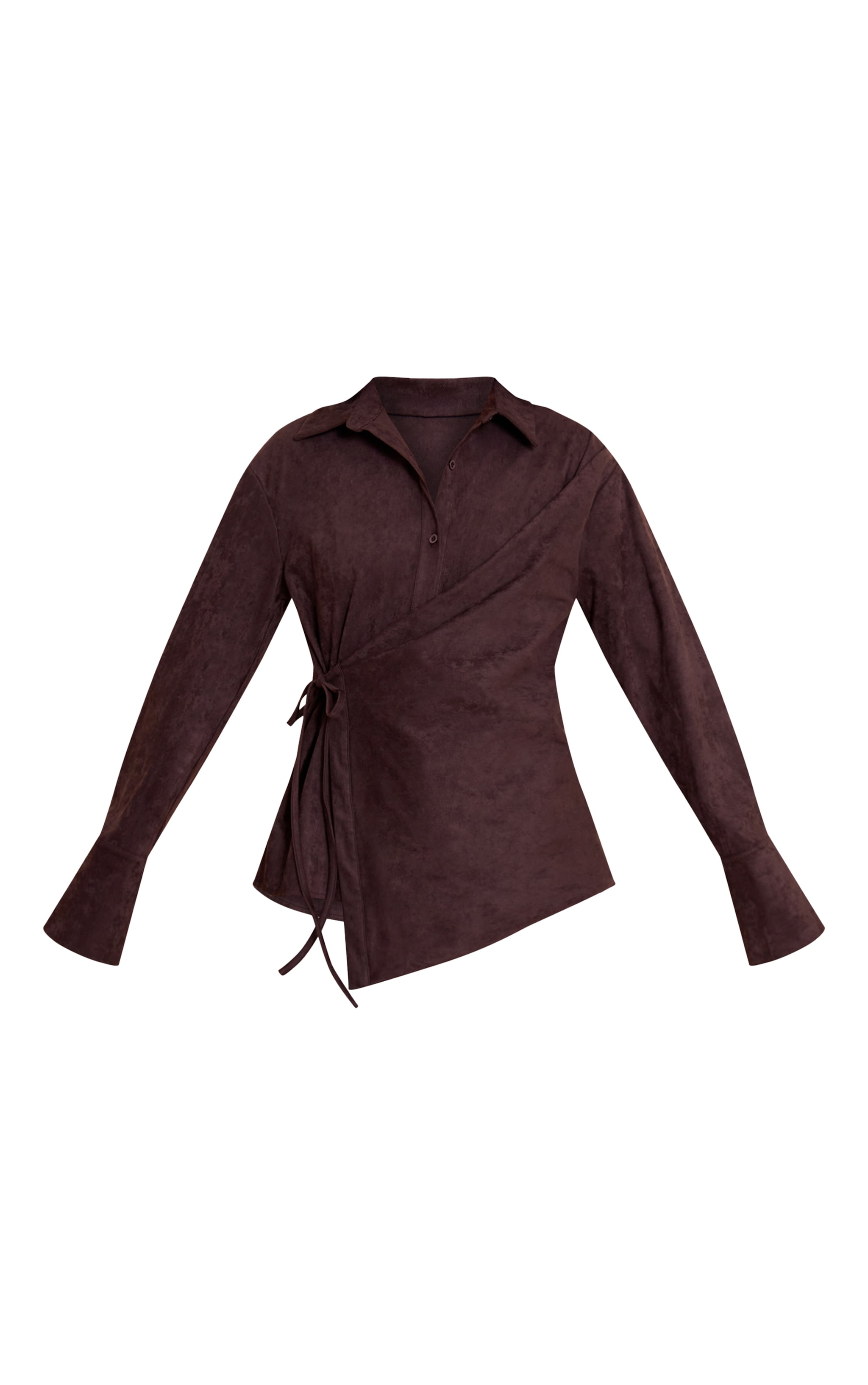 Chocolate Suede Wrap Over Shirt image 5