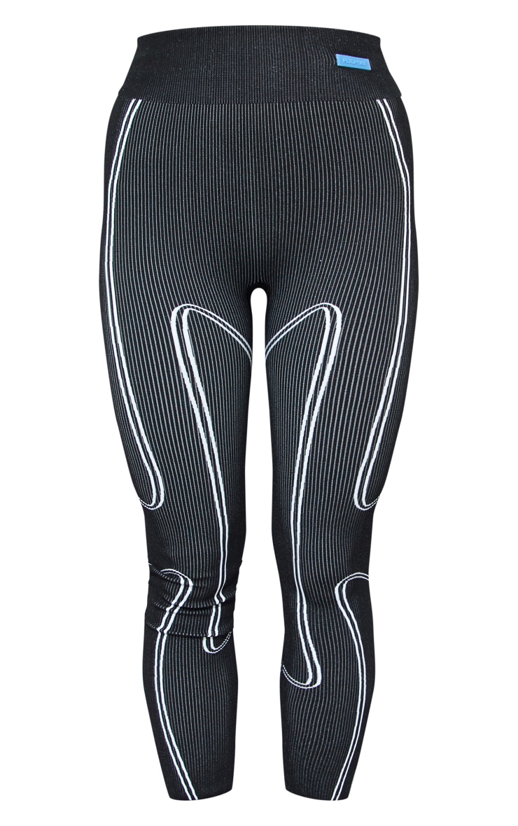 PRETTYLITTLETHING Black Sport Seamless Panel Detail Leggings image 5