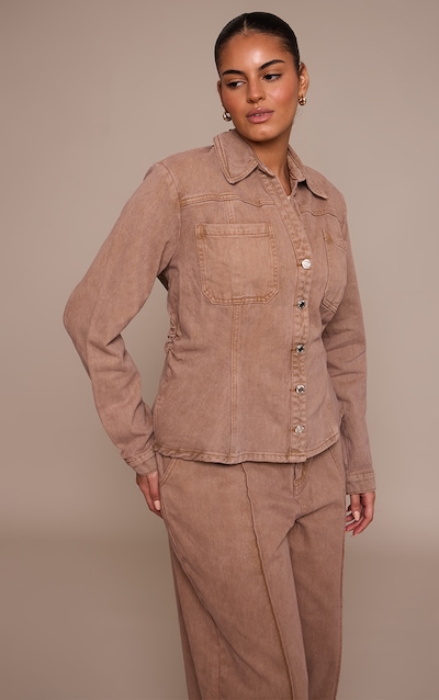 Plus Chemise ajustée en jean taupe