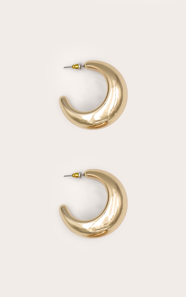 Gold Curved Hoop Earrings image 2