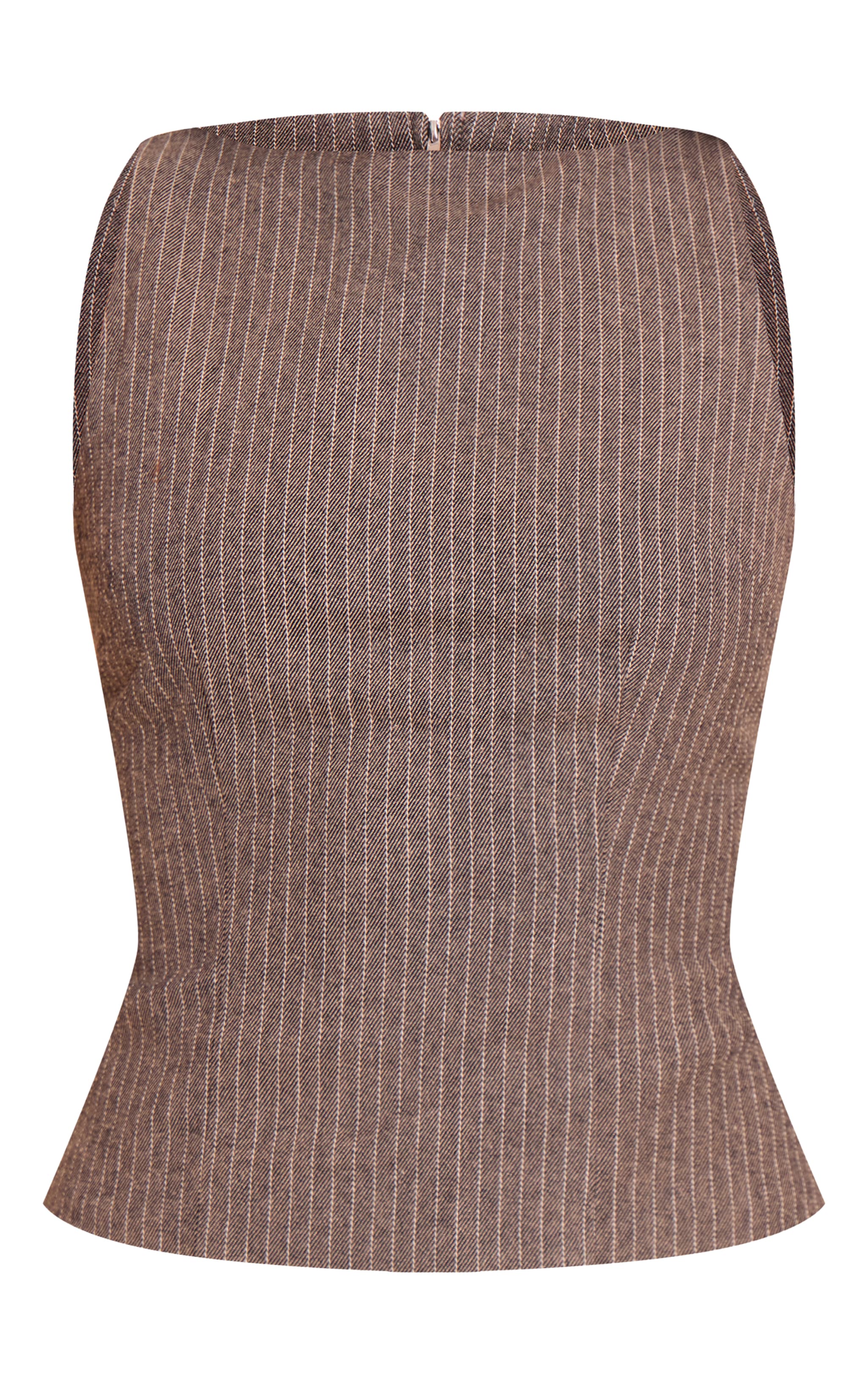 Grey Herringbone Racer Neck Detail Top image 5