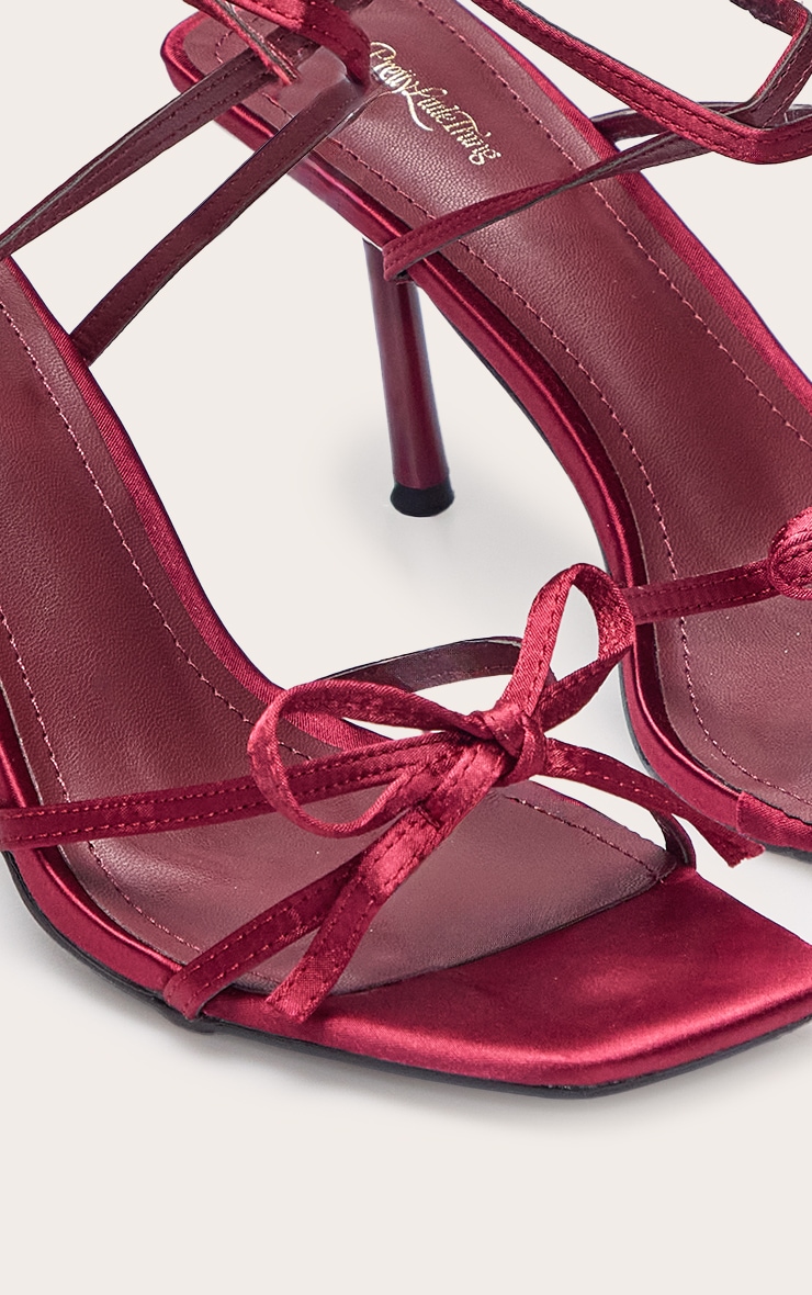 Red Satin Bow Detail Heeled Sandal image 5