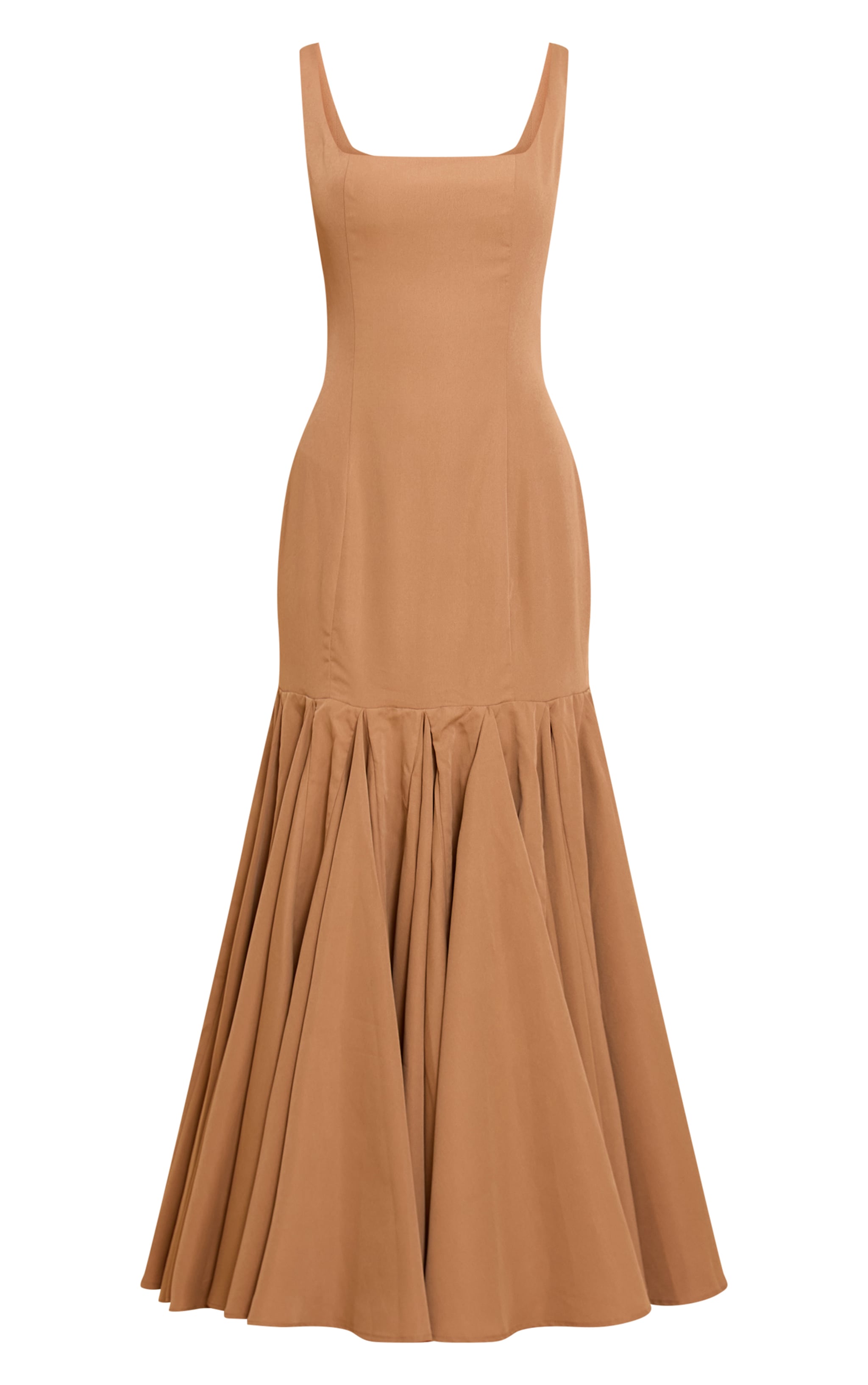 Petite Taupe Seam Detail Frill Maxi Dress image 5