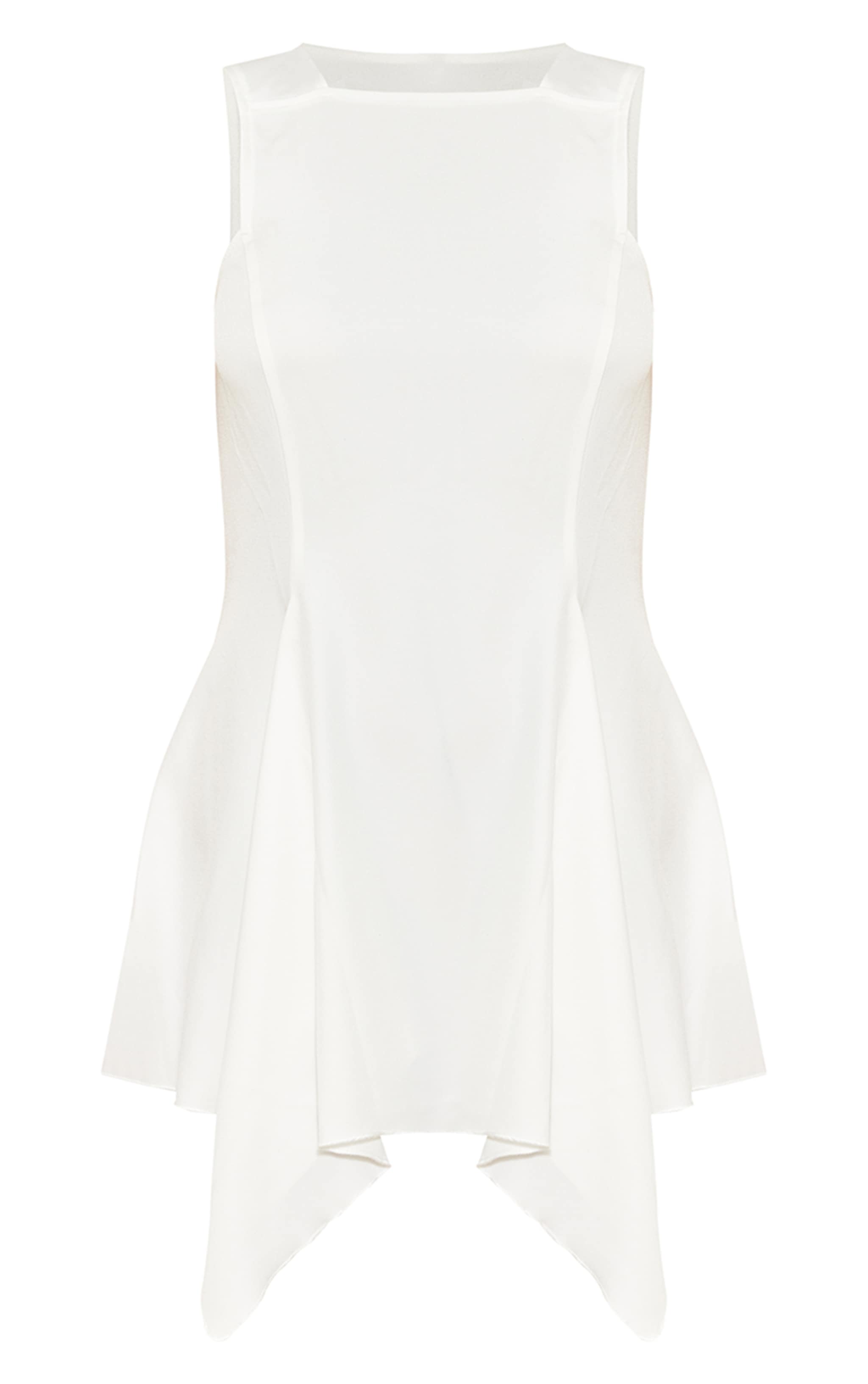 Petite White Woven Sleeveless Asymmetric Hem Mini Dress image 5