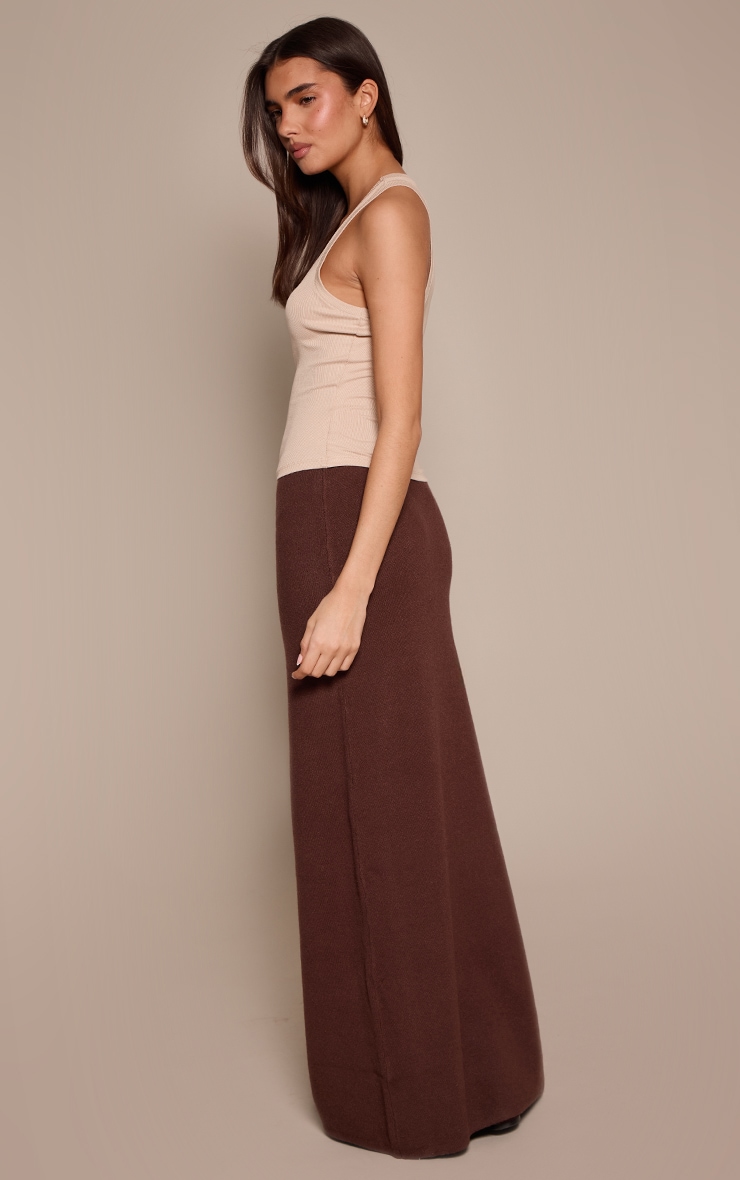 Chocolate Knitted Maxi Skirt  image 3