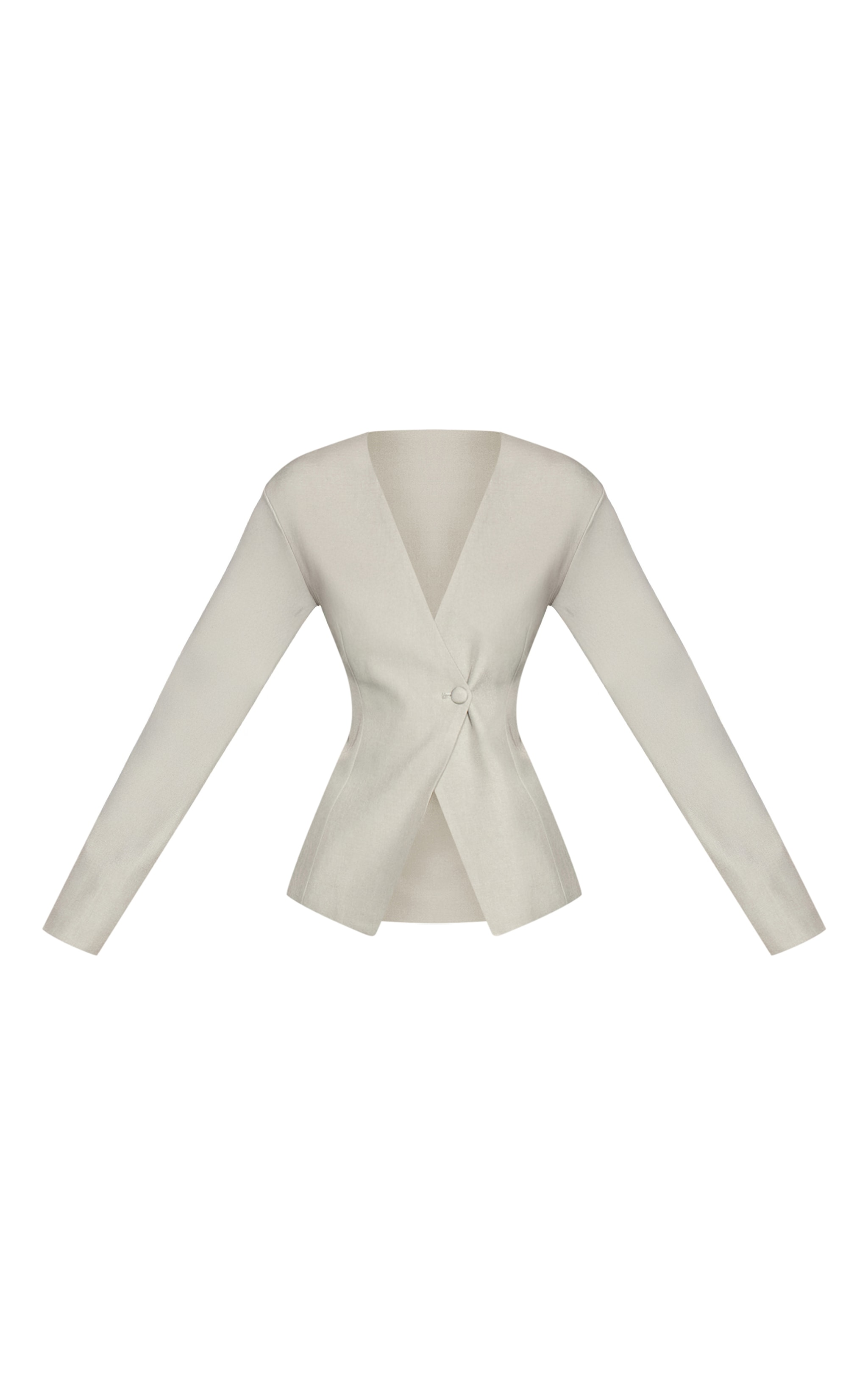 Sage Green Tailored Cinched Waist Asymmetric Blazer image 5