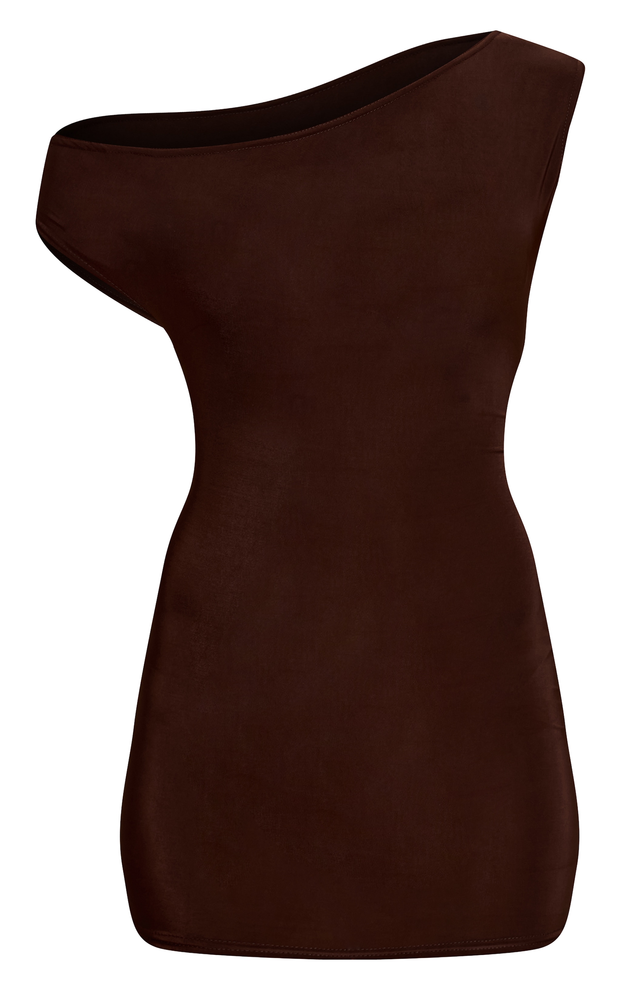 Chocolate Soft Touch Asymmetric Bodycon Dress image 5