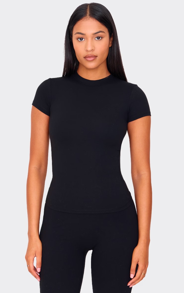 Tall Black Snatched Sculpt Short Sleeve T Shirt image 1