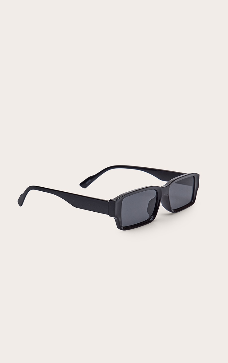 Black Rectangle Skinny Sunglasses image 3