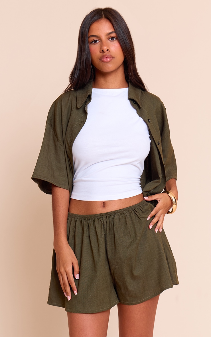 Petite Olive Linen Look Shorts image 1
