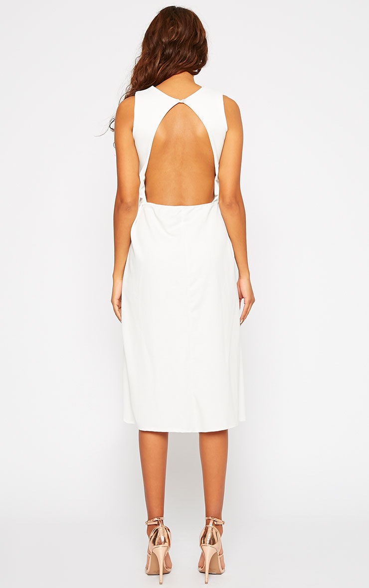 Fiona Cream Long Skater Dress Dresses PrettyLittleThing