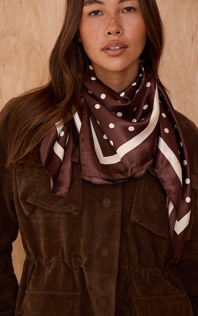 Chocolate and Cream Polka Dot Scarf