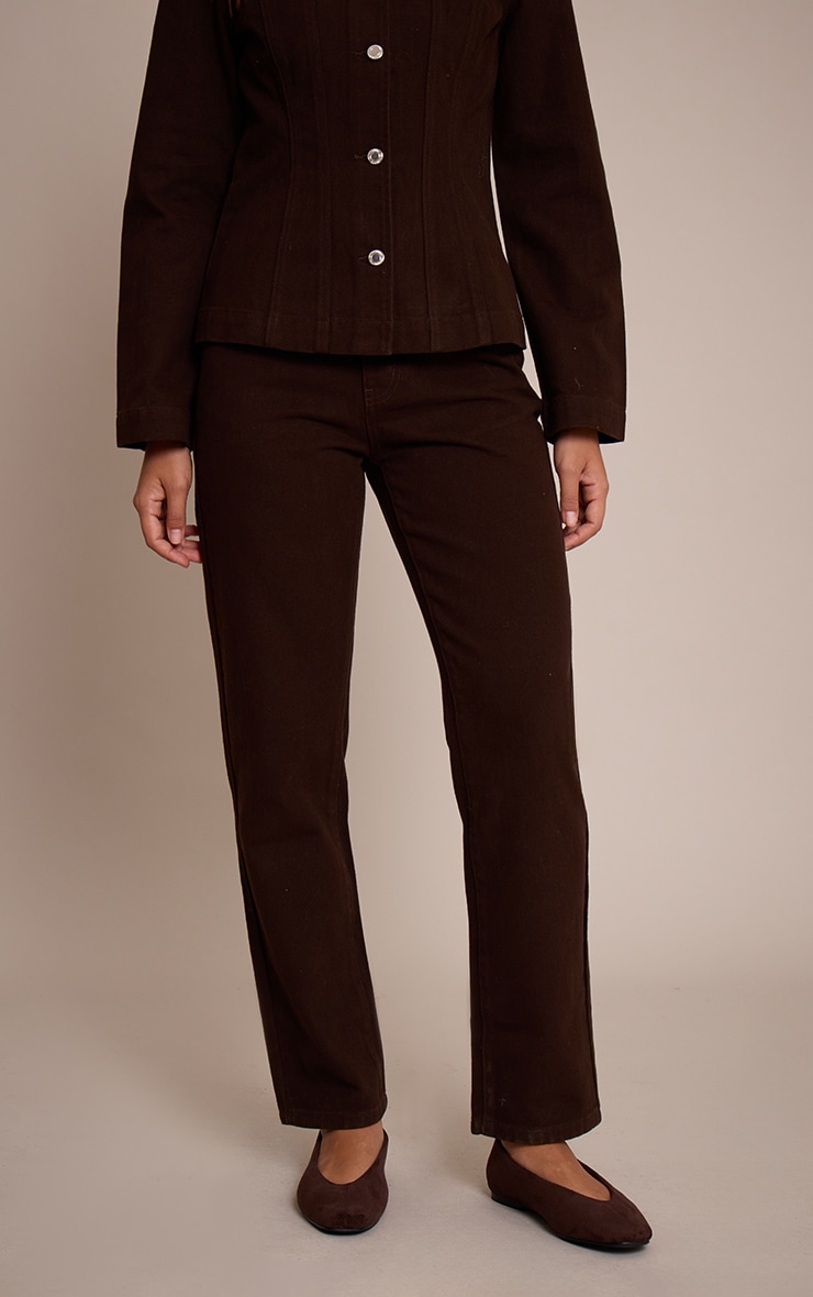 Dark Chocolate High Waist Straight Leg Jeans image 2