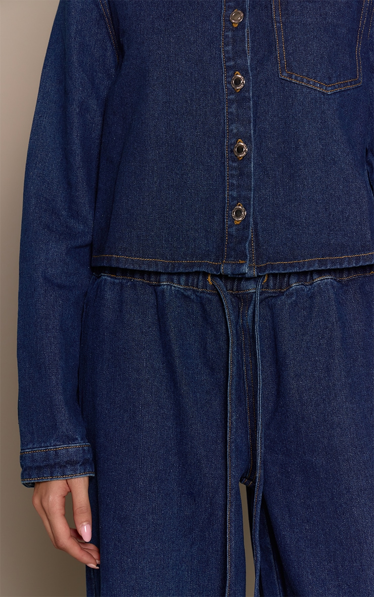 Indigo Mid Rise Tie Waist Denim Jeans image 4