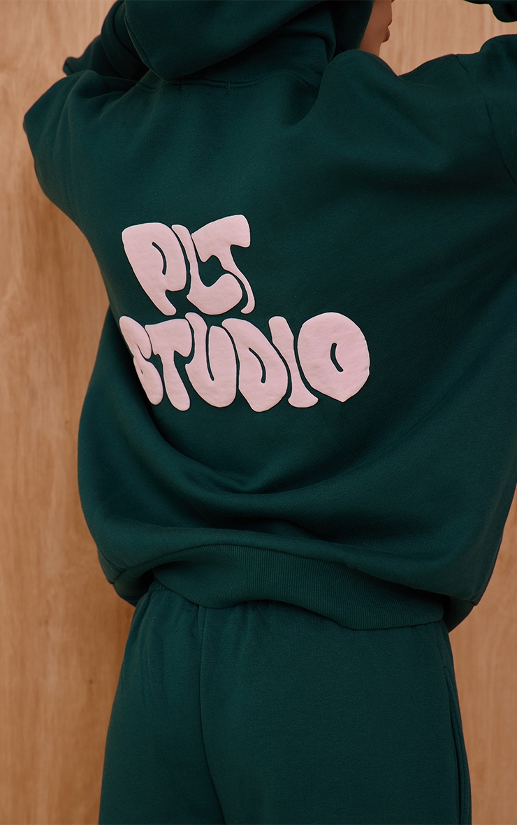 Pine Green PLT Studio Print Oversized Hoodie image 4