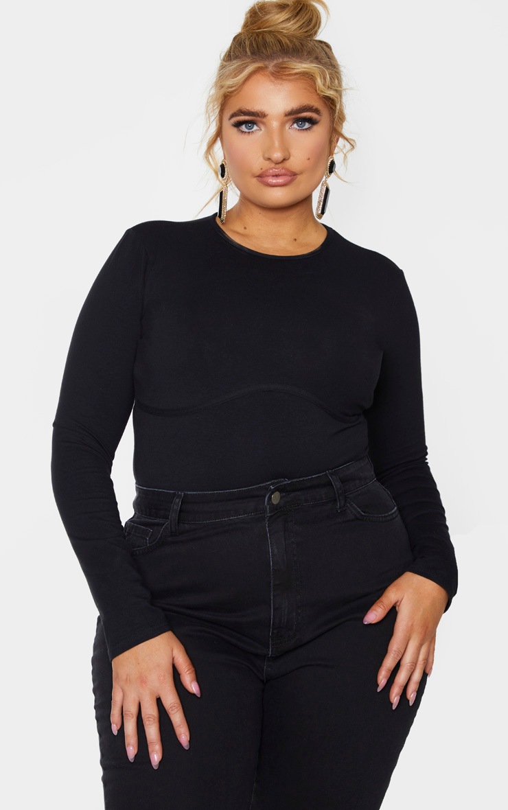 PLT Plus - Body en coton noir à détail buste