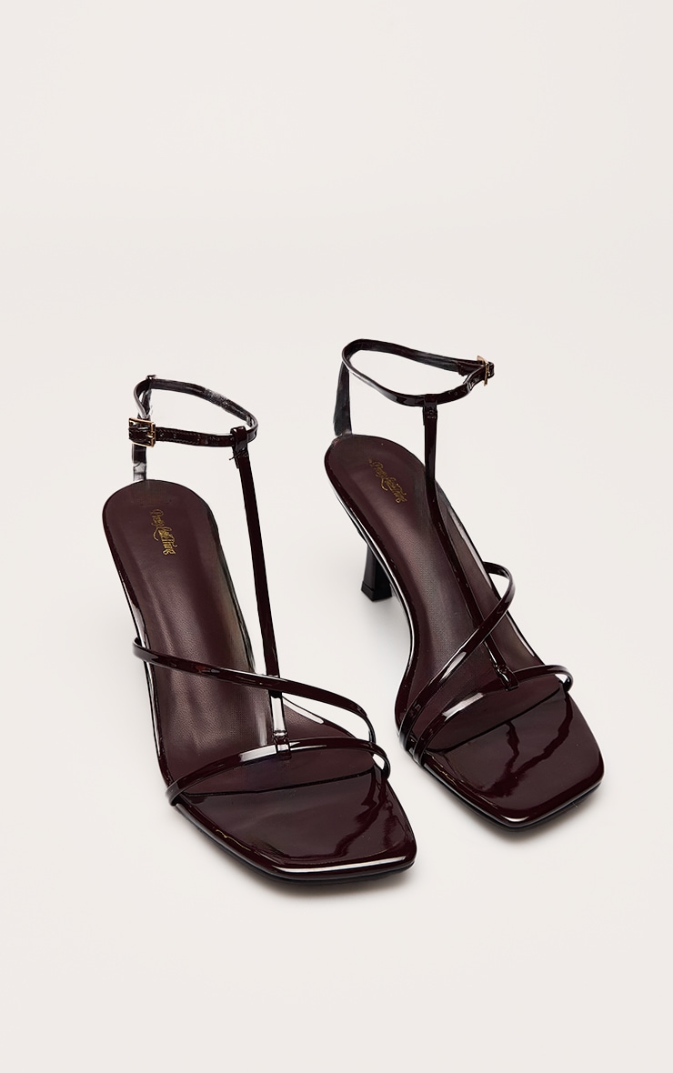 Chocolate Plum Patent PU Caged Heeled Sandal image 3