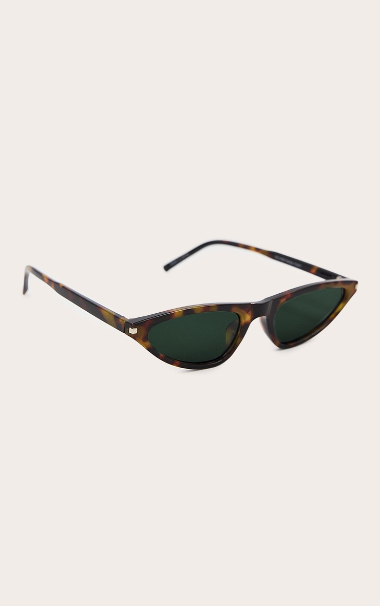 Tortoiseshell Extreme Cat Eye Skinny Frame Sunglasses image 3