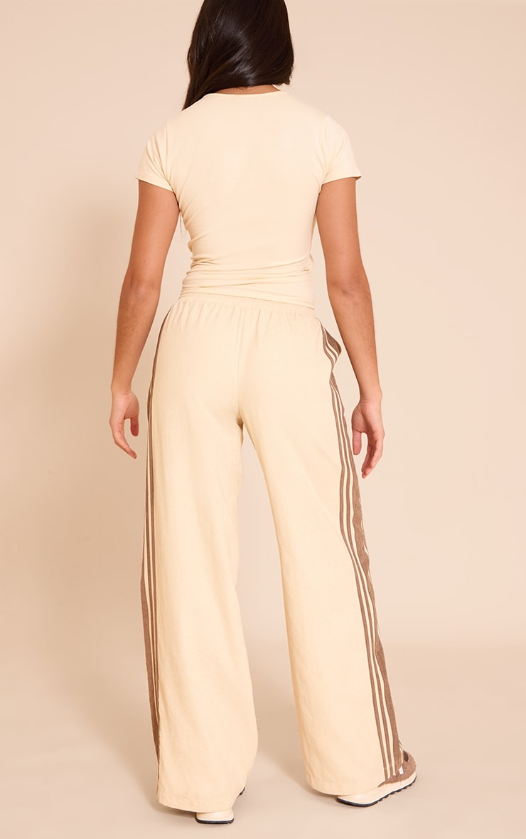 Butter Cream Peachskin Contrast Stripe Wide Leg Pants image 3