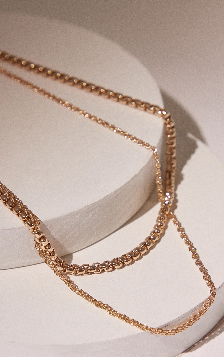 Gold Rope Chain Layered Necklace PrettyLittleThing USA