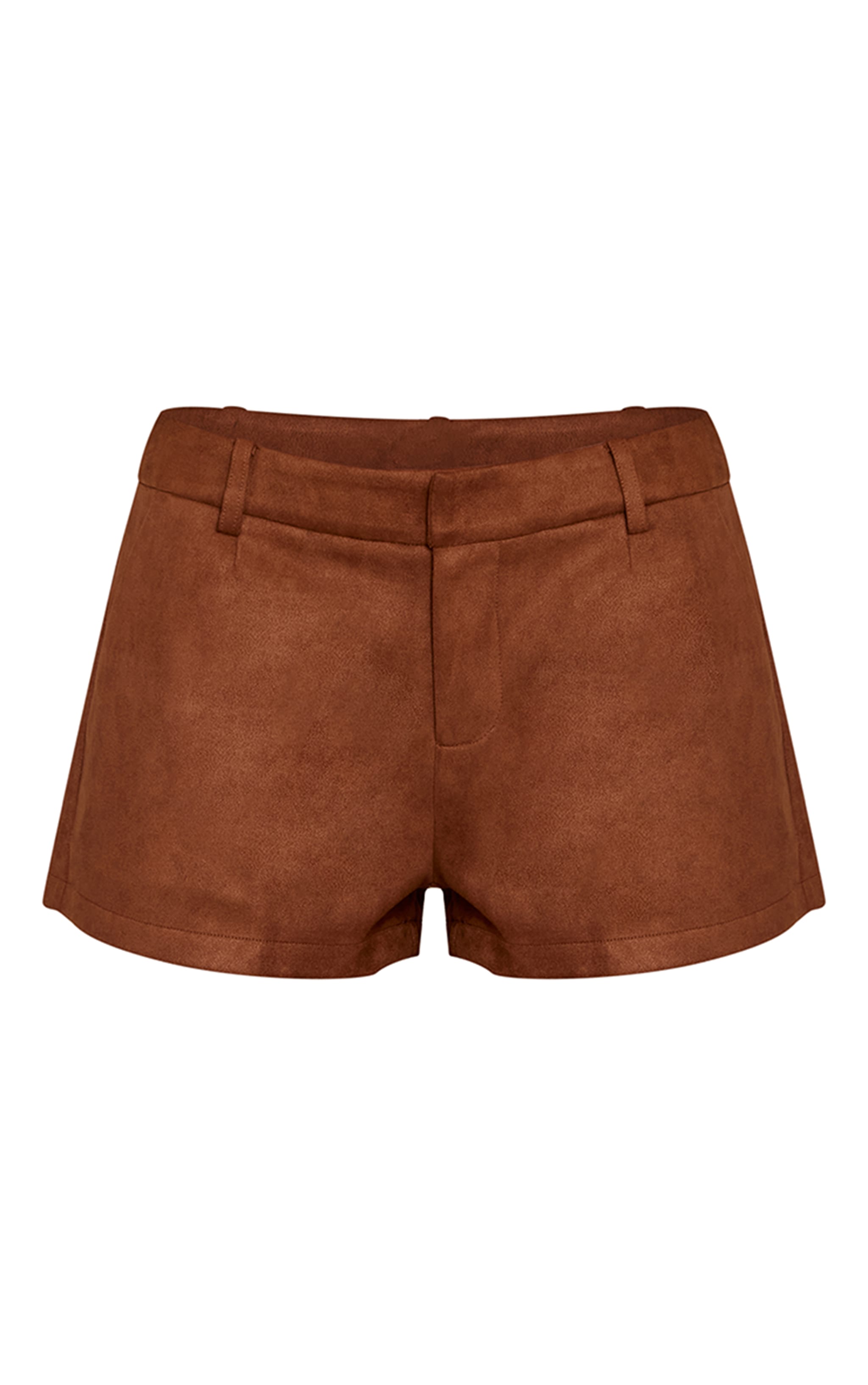 Tan Faux Suede Tailored Shorts image 6
