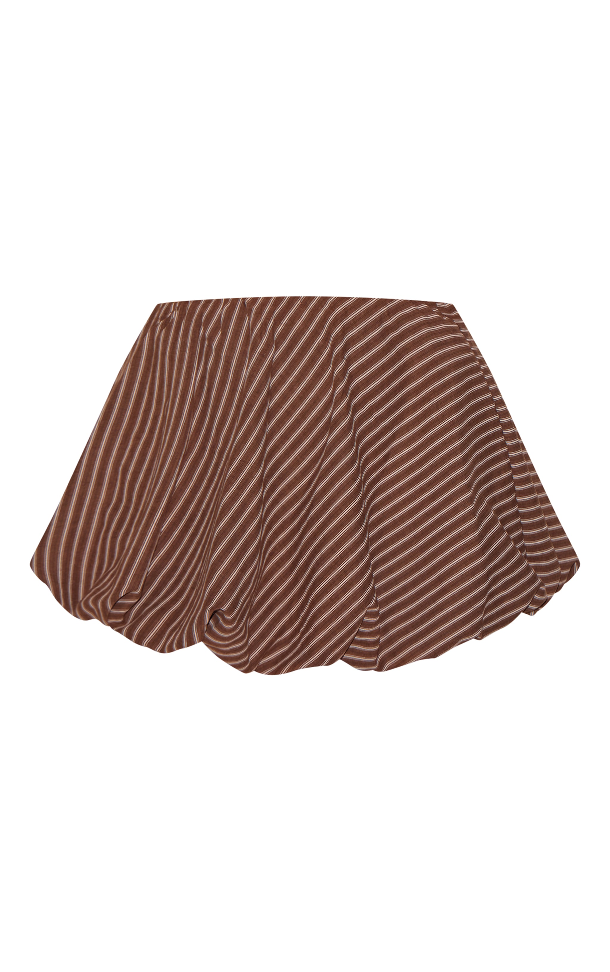 Plus Chocolate Pinstripe Print Cotton Puffball Skirt image 6