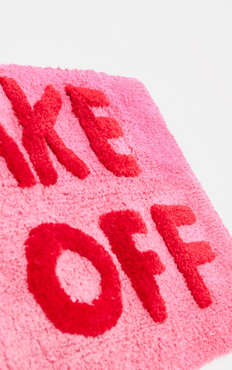 Tapis de bain en coton rose à slogan Take It Off image 4