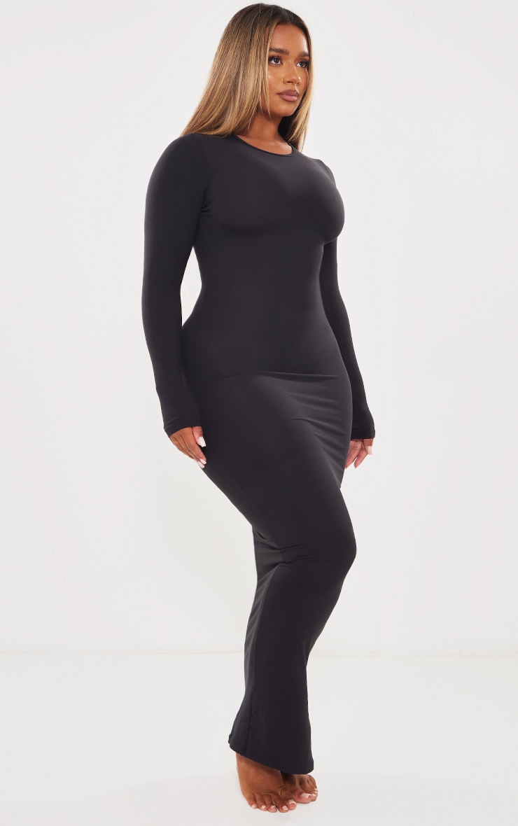 Shape Robe longue sculpt noire à manches longues image 3