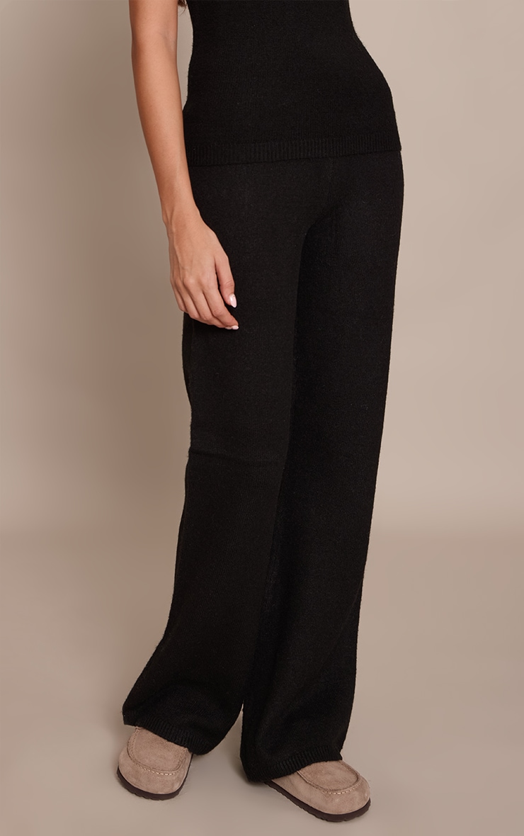 Black Knitted Mid Rise Trouser image 2