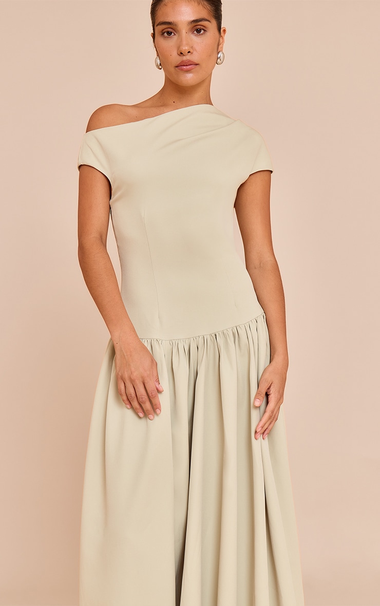 Petite Sage Tailored Asymmetrical Gathered Midaxi Dress image 4