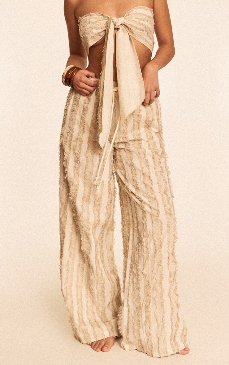Stone Frayed Textured Wide Leg Beach Pants image 2