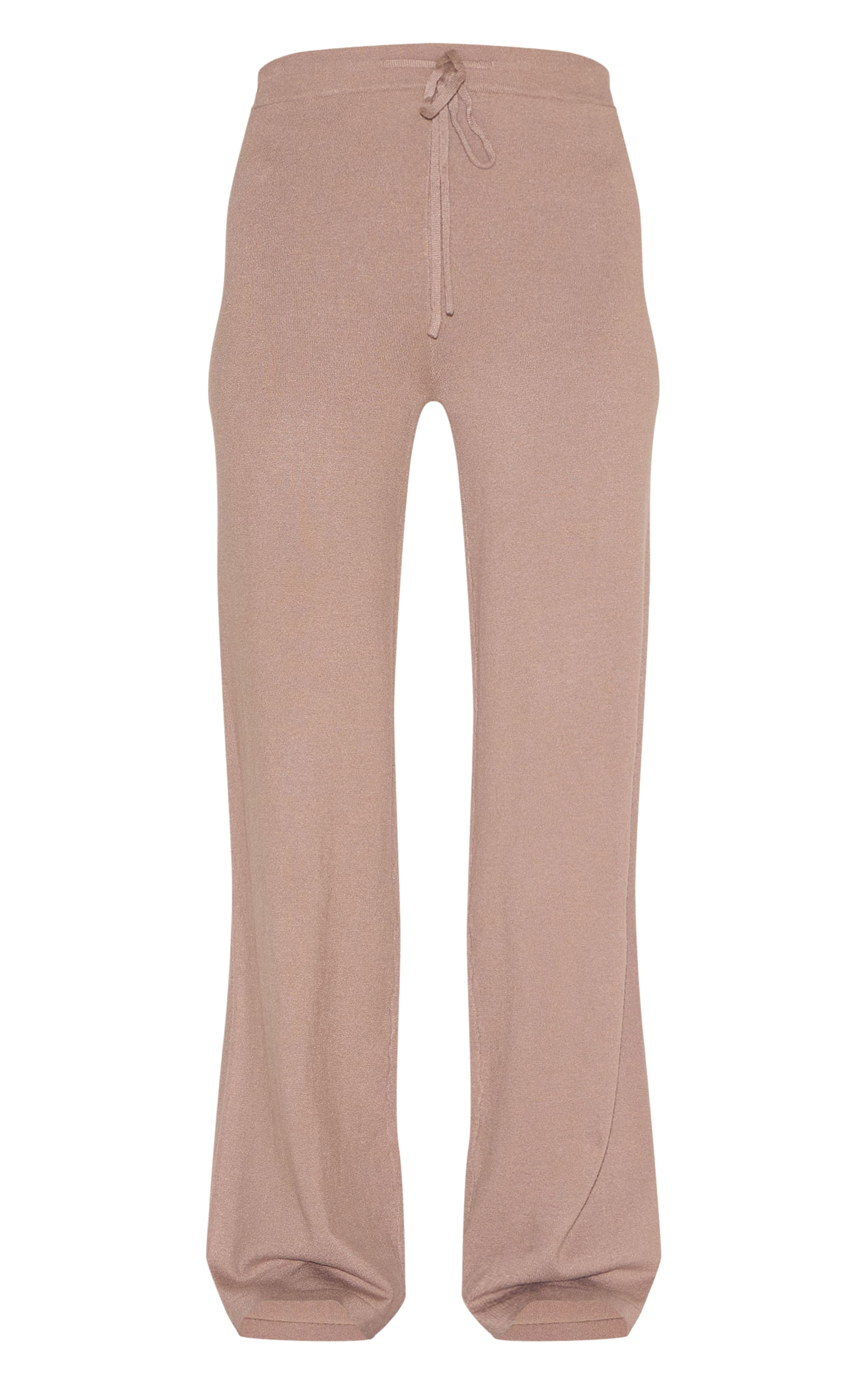 Deep Taupe Soft Knit Drawstring Waist Wide Leg Pants image 5