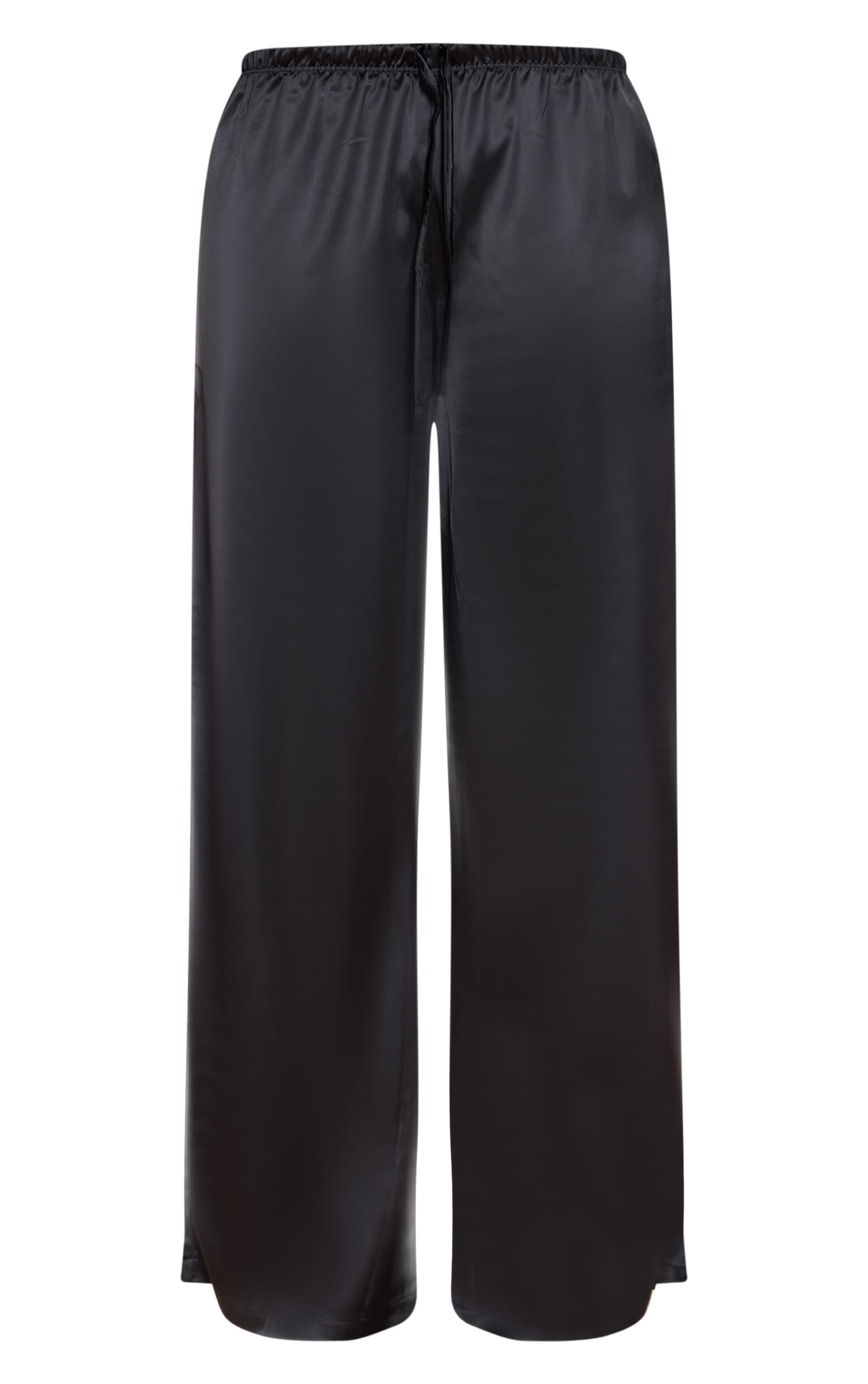 Pantalon large satiné noir à taille mi-haute et cordons ajustables image 5