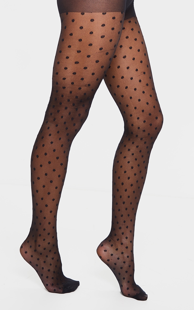 Black Polka Dot Tights image 2