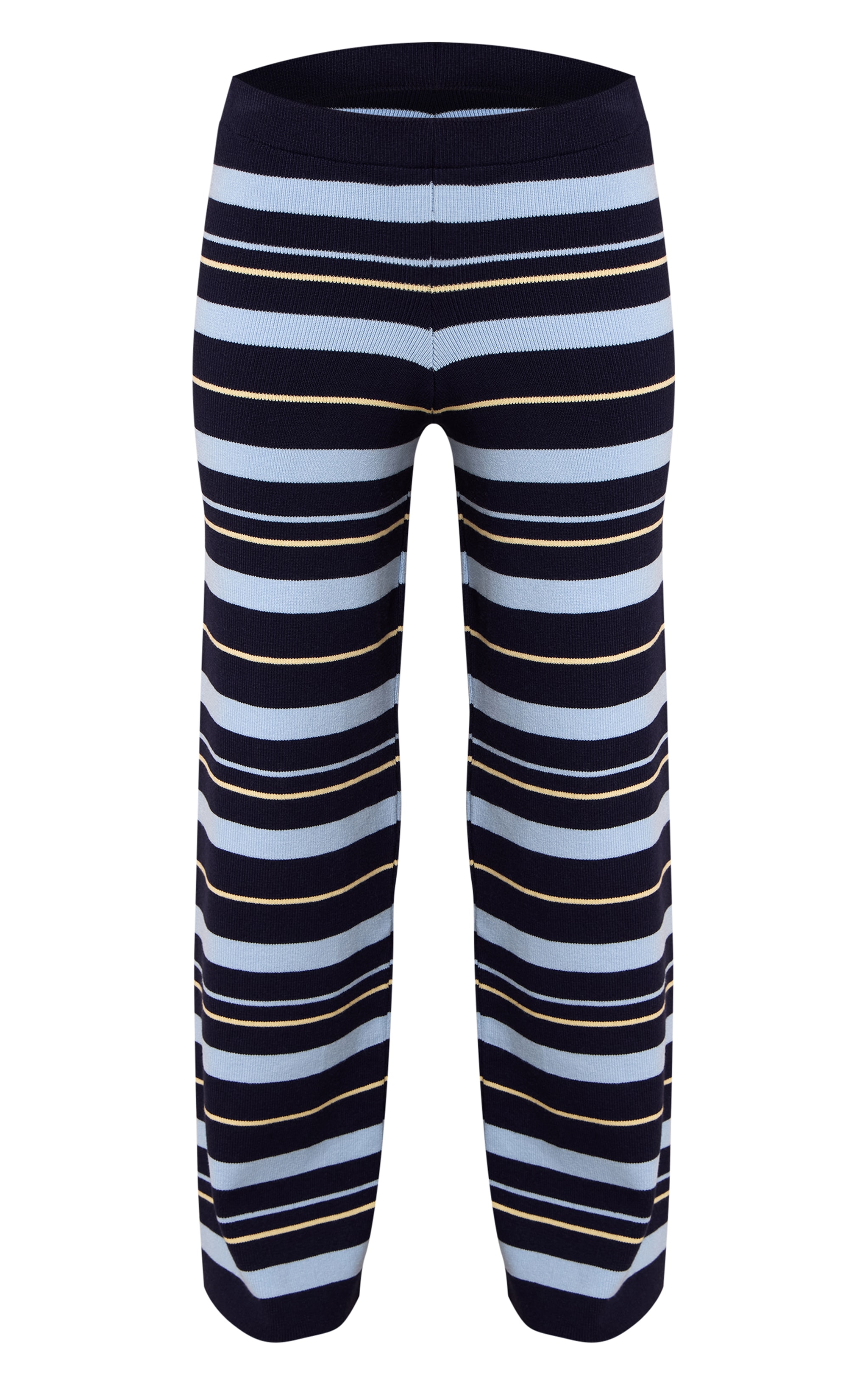 Navy Viscose Compact Striped Pants  image 5