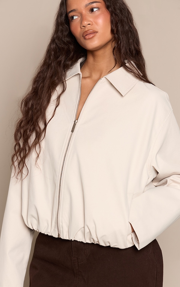 Stone Trench Fabric Gathered Hem Jacket